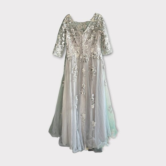 La Femme Long Sleeve Dazzling Tulle Gown #29825 Size 14 - Picture 3 of 8